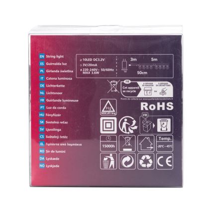 Aigostar - LED utomhus dekorationsljusslinga 10xLED/8m IP44 kallvit