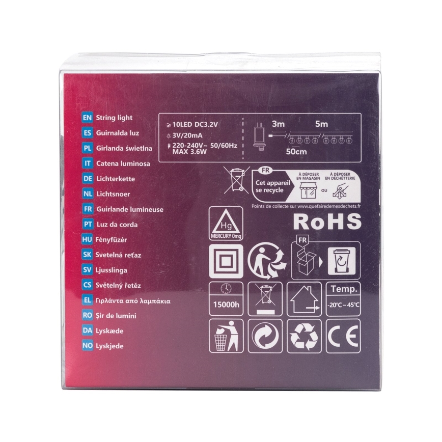 Aigostar - LED utomhus dekorationsljusslinga 10xLED/8m IP44 kallvit