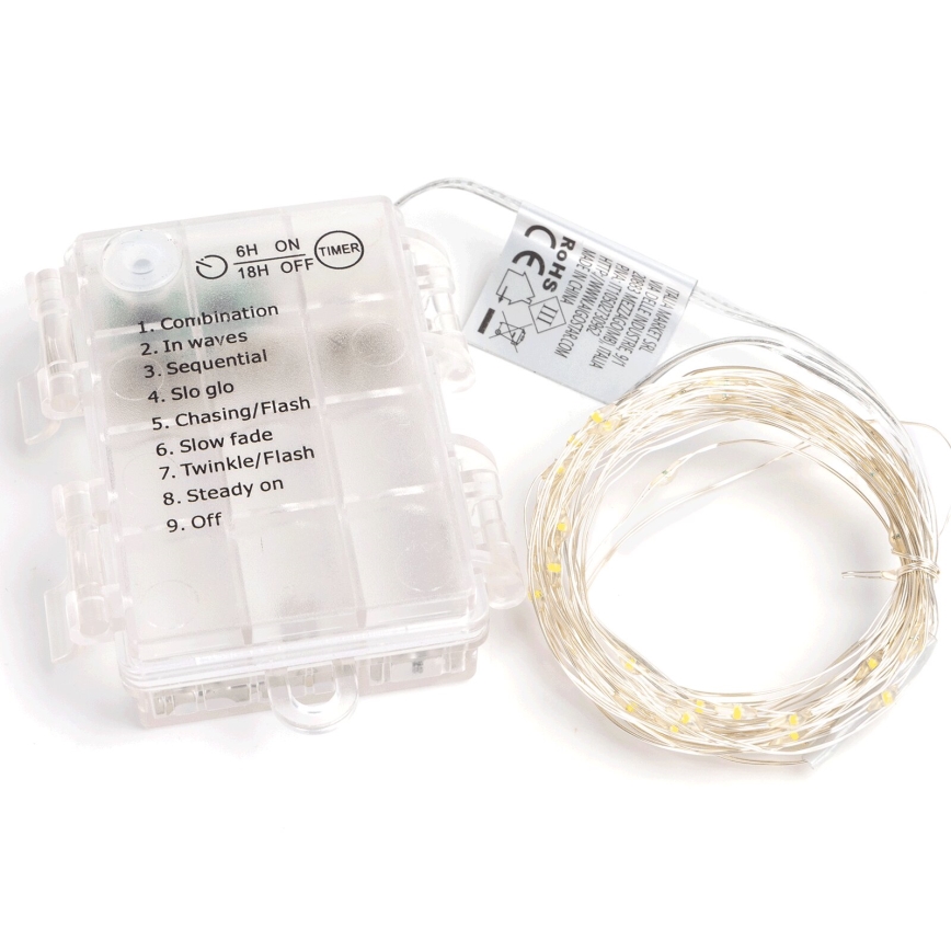 Aigostar - LED Utomhus julbelysning 100xLED/8 funktioner 3xAA 10,3m IP44 varmvit