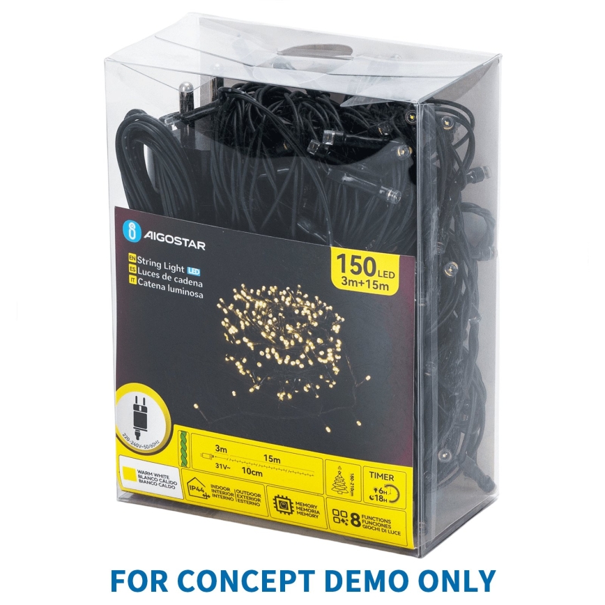 Aigostar - LED utomhus julbelysning 1000xLED/8 funktioner 103m IP44 kallvit