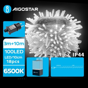Aigostar - LED utomhus julbelysning 100xLED/8 funktioner 13m IP44 kallvit