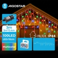 Aigostar - LED utomhus julbelysning 100xLED/8 funktioner 8x0,4m IP44 flerfärgad