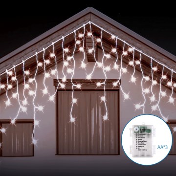 Aigostar - LED utomhus julbelysning 200xLED/8 funktioner 3xAA 13x0,6m IP44 kallvit