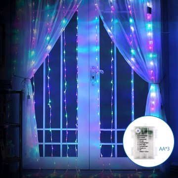Aigostar - LED Utomhus julbelysning 200xLED/8 funktioner 3xAA 5x2m IP44 multicolor