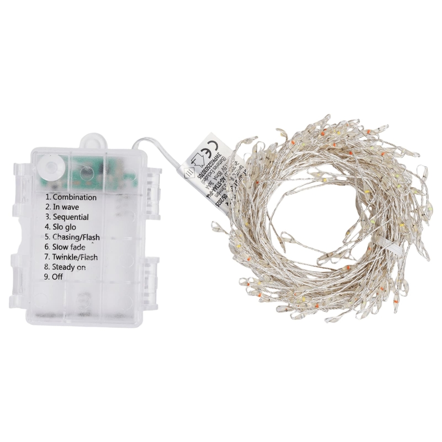 Aigostar - LED utomhus julbelysning 200xLED/8 funktioner 3xAA 6,3m IP44 flerfärgad