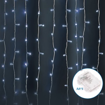 Aigostar-LED Utomhus julbelysning 300xLED/8 funktioner 3xAA 6x2m IP44 kallvit