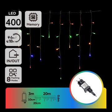 Aigostar - LED utomhus julbelysning 400 LED/8 funktioner 23x0,6m IP44 flerfärgad