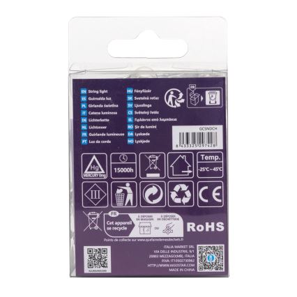 Aigostar - LED Utomhus julbelysning 50xLED/8 funktioner 3xAA 5,3m IP44 kallvit