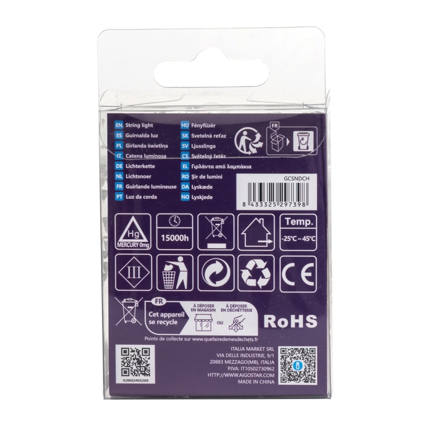 Aigostar - LED Utomhus julbelysning 50xLED/8 funktioner 3xAA 5,3m IP44 varmvit