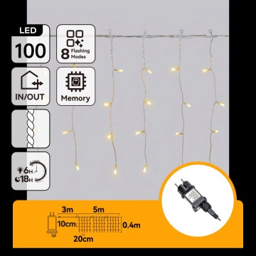 Aigostar - LED utomhus julbelysning, ljusslinga 100xLED/8 funktioner 8x0,4m IP44 varmvit