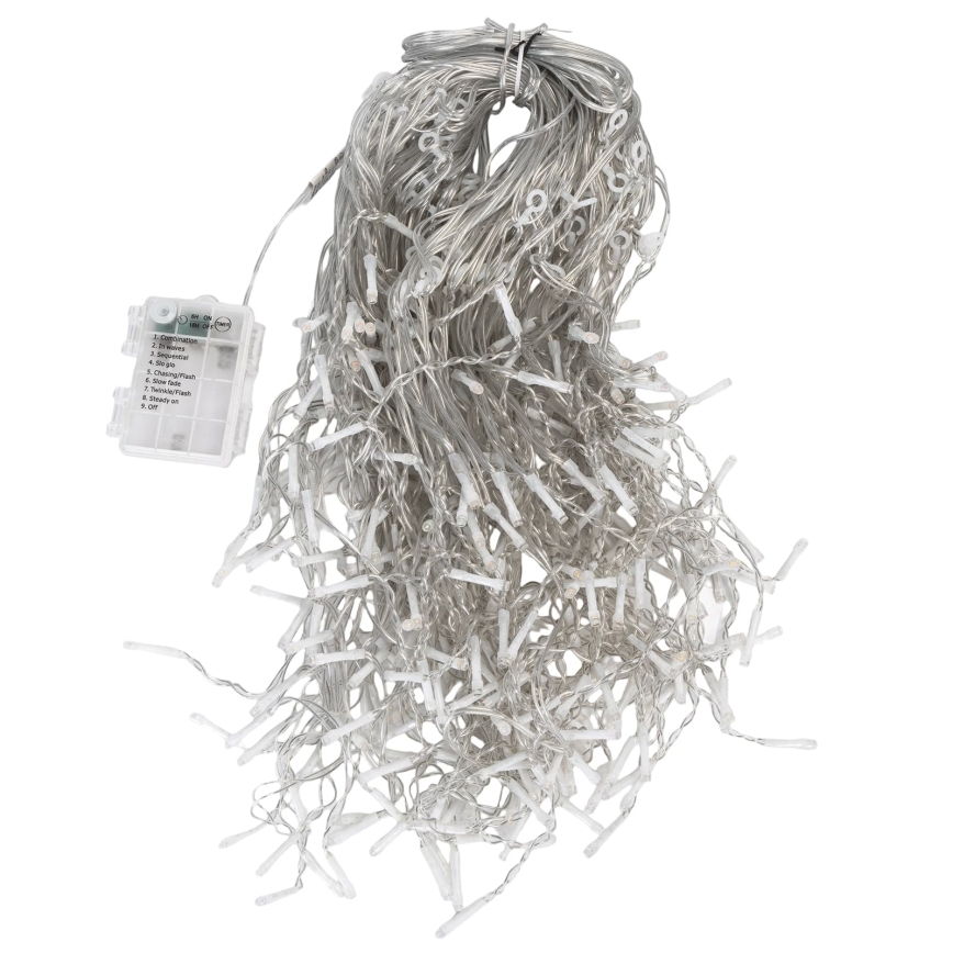 Aigostar - LED utomhus julslinga 300 LED / 8 funktioner, 3x AA, 18 x 0,4 m, IP44, flerfärgad