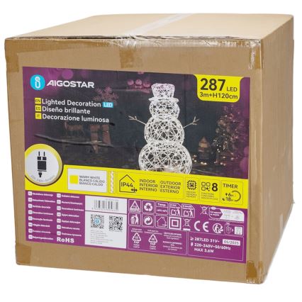 Aigostar - LED-utomhusdekoration för jul 3,6W/31/230V 2700K 120 cm IP44 snögubbe