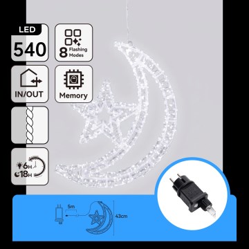 Aigostar - LED utomhus juldekoration 540xLED/6W/230V 43 cm IP44 kallvit måne