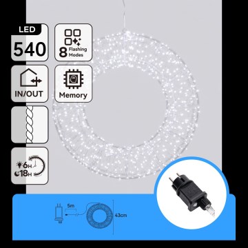 Aigostar - LED utomhus juldekoration 540xLED/6W/230V IP44 kallvit 45cm ring
