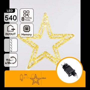 Aigostar - LED utomhus juldekoration 540xLED/6W/230V IP44 varmvit 45cm stjärna