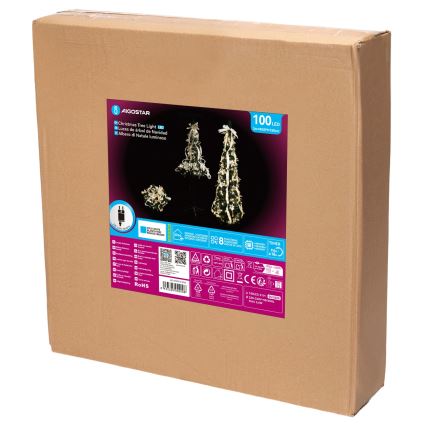 Aigostar - LED utomhus-julgran 100xLED 1,5m IP44 vit/guld kallvit