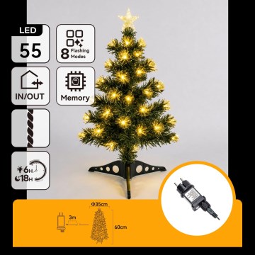 Aigostar - LED utomhus julgran 55xLED/8 funktioner 0,6 m IP44 varmvit