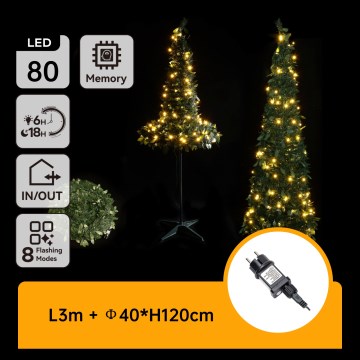 Aigostar - LED utomhus julgran 80xLED 1,2m IP44 grön varmvit