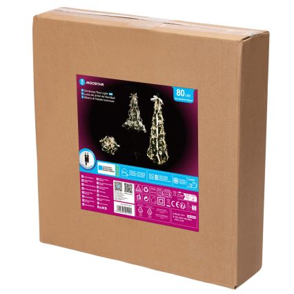 Aigostar - LED Utomhus julgran 80xLED 1,2m IP44 vit/guld kallvit