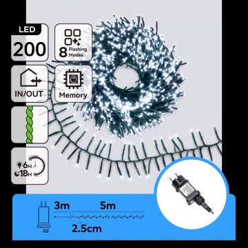 Aigostar - LED utomhus julljusslinga 200xLED/8 funktioner 8m IP44 kallvit