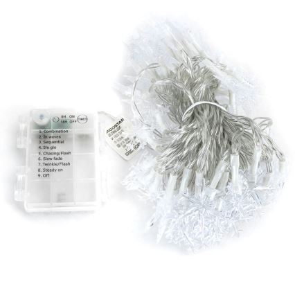 Aigostar - LED utomhus julslinga 25xLED/8 funktioner 3xAA 2,5 m IP44 varmvit, stjärnformade