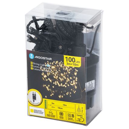 Aigostar - LED utomhus julslinga 100xLED/8 funktioner 13m IP44 varmvit