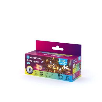Aigostar - LED utomhus julslinga 100xLED/8 funktioner 13 m IP44 varmvit/kallvit