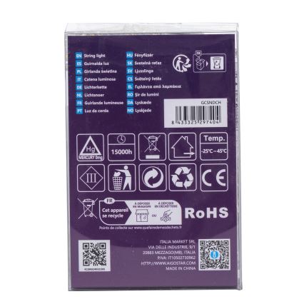 Aigostar -LED utomhus julslinga 100xLED/8 funktioner 3xAA 10,3 m IP44 varmvit