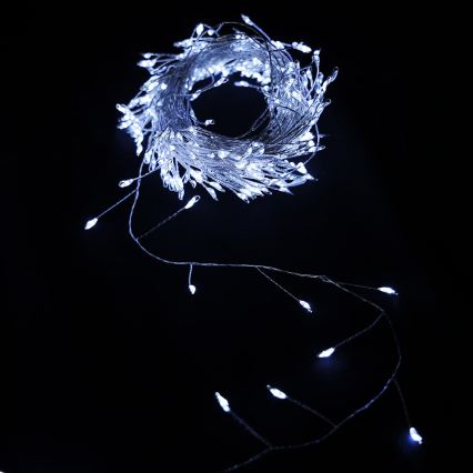 Aigostar - LED utomhus julbelysning 100xLED/8 funktioner 3xAA 3,3m IP44 kallvit