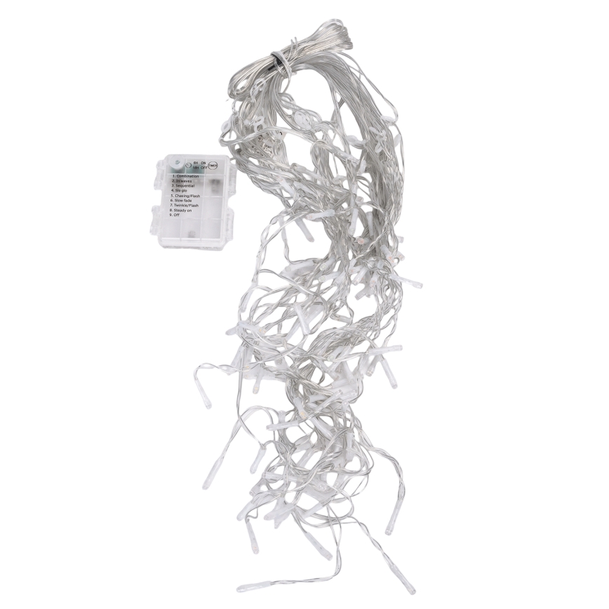 Aigostar-LED Utomhus julslinga 100xLED/8 funktioner 3xAA 8x0,4m IP44 flerfärgad