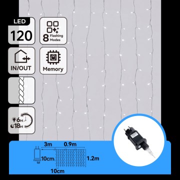 Aigostar - LED utomhus julslinga 120xLED/8 funktioner 3,9x1,2m IP44 kallvit