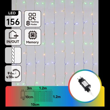Aigostar - LED utomhus julslinga 156xLED/8 funktioner 4,2x1,2m IP44 flerfärgad