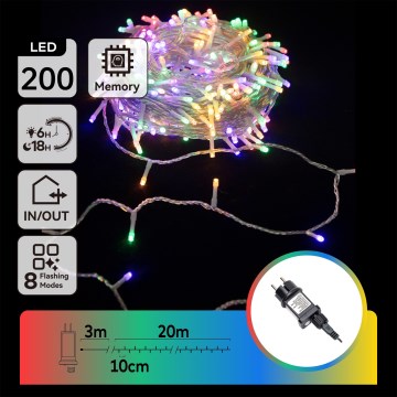 Aigostar - LED utomhus julslinga 200xLED/8 funktioner 23m IP44 flerfärgad