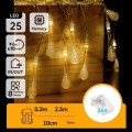 Aigostar - LED utomhus julslinga 25xLED/8 funktioner 3xAA 2,5 m IP44 varmvit droppar