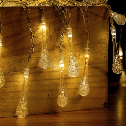 Aigostar - LED utomhus julslinga 25xLED/8 funktioner 3xAA 2,5 m IP44 varmvit droppar
