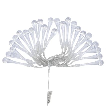 Aigostar - LED utomhus julslinga 25xLED/8 funktioner 3xAA 2,5 m IP44 varmvit droppar