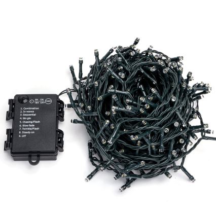 Aigostar-LED Utomhus julslinga 300 LED/8 funktioner 3xAA 15,3m IP44 varmvit
