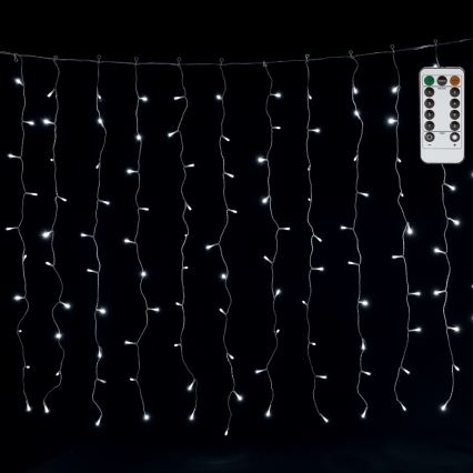 Aigostar - LED utomhusslinga för jul 300 LED/8 funktioner 3 x 1 m IP44 kallvit + fjärrkontroll