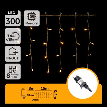 Aigostar - LED utomhus julslinga 300xLED/8 funktioner 15x0,4 m IP44 varmvit