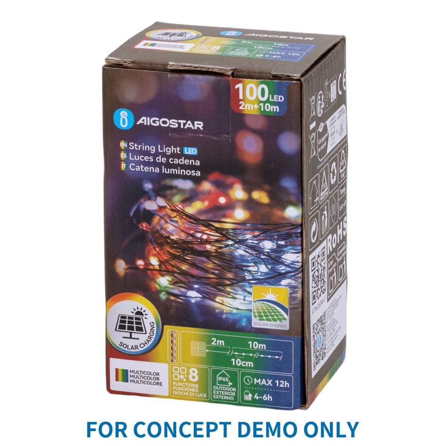Aigostar - LED utomhus julslinga 300xLED/8 funktioner 4m IP44 flerfärgad