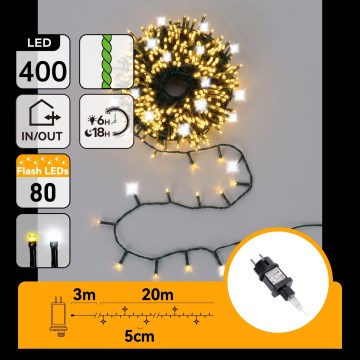 Aigostar - LED utomhus julslinga 320xLED+80xLED 23m IP44 varmvit+kallvit