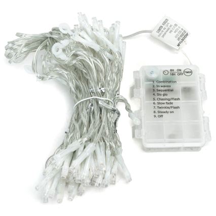 Aigostar - LED utomhus julbelysning 372xLED/8 funktioner 3xAA 6x1,2m IP44 varmvit