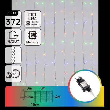 Aigostar - LED utomhus julslinga 372xLED/8 funktioner 6x1,2m IP44 flerfärgad