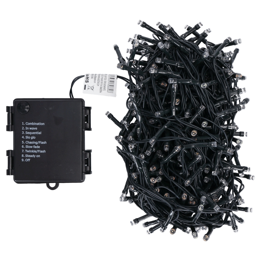 Aigostar - LED-julslinga för utomhusbruk, 500 LED / 8 funktioner, 4×AA, 25,3 m, IP44, flerfärgad