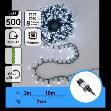 Aigostar - LED Utomhus julslinga 500xLED/8 funktioner 13m IP44 kallvit