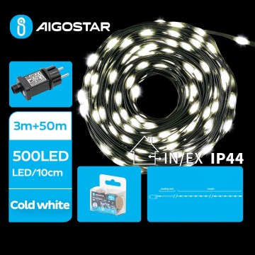 Aigostar - LED utomhus julslinga 500xLED/8 funktioner 53m IP44 kallvit