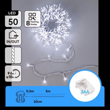 Aigostar - LED utomhus julslinga 50xLED 5,3m IP44 kallvit
