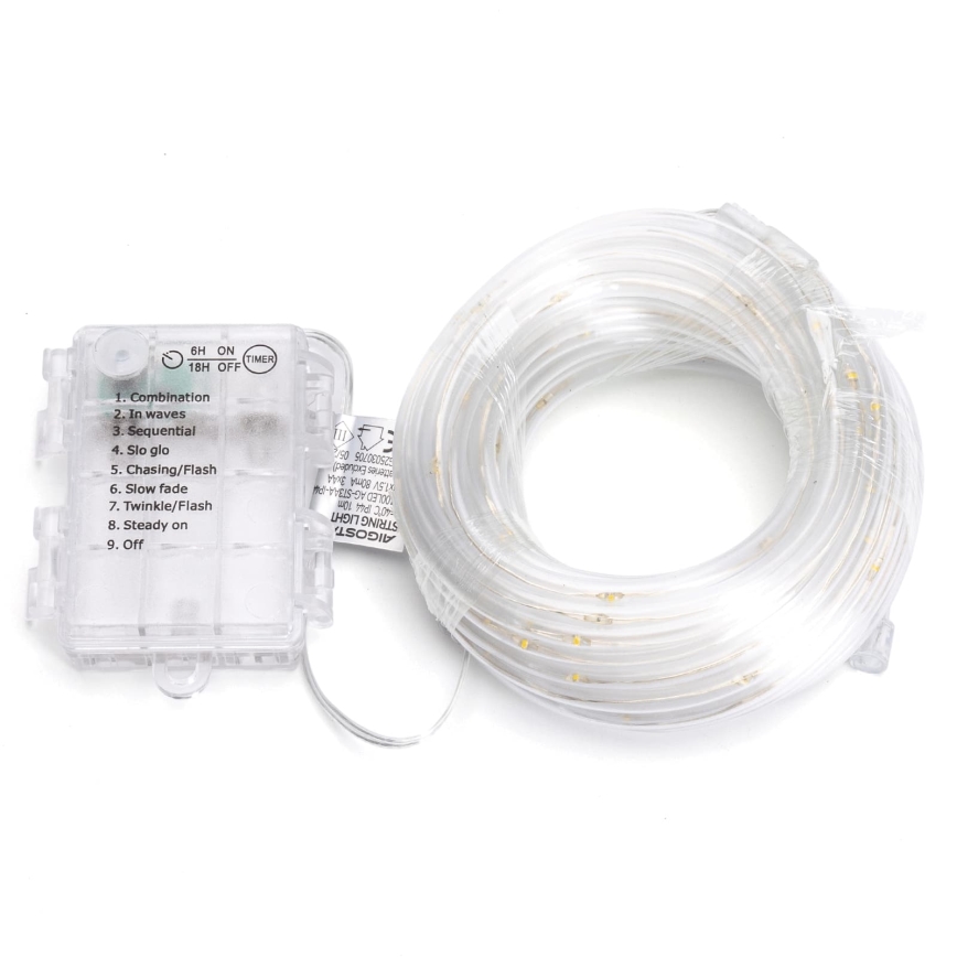 Aigostar - LED utomhus julslinga 50xLED/8 funktioner 3xAA 5,3m IP44 varmvit