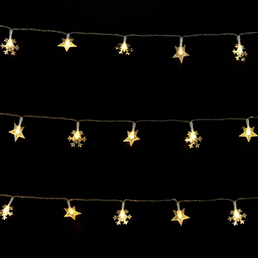 Aigostar - LED utomhus julslinga 50xLED/8 funktioner 3xAA 5m IP44 varmvit stjärnor