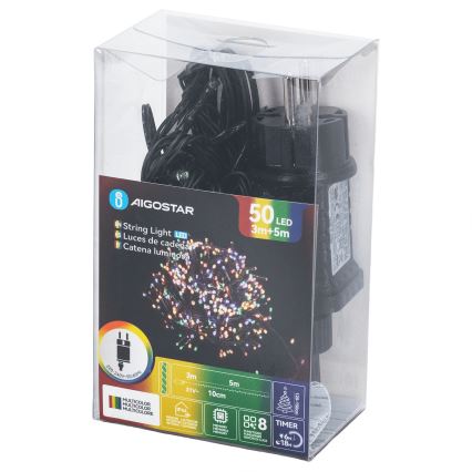Aigostar - LED utomhus-julslinga 50xLED/8 funktioner 8m IP44 färgskiftande